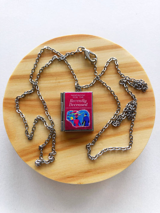 Book Locket Beetlejuice - Handbook of the Recently Deceased - Stainless Steel