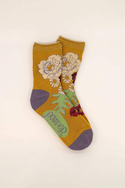 Wild Woodland Ankle Socks - Mustard - La De Da