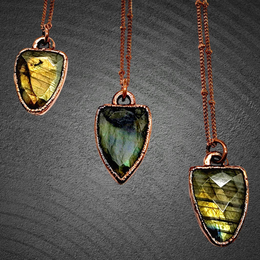 Faceted Reversible Labradorite Trillion Necklace