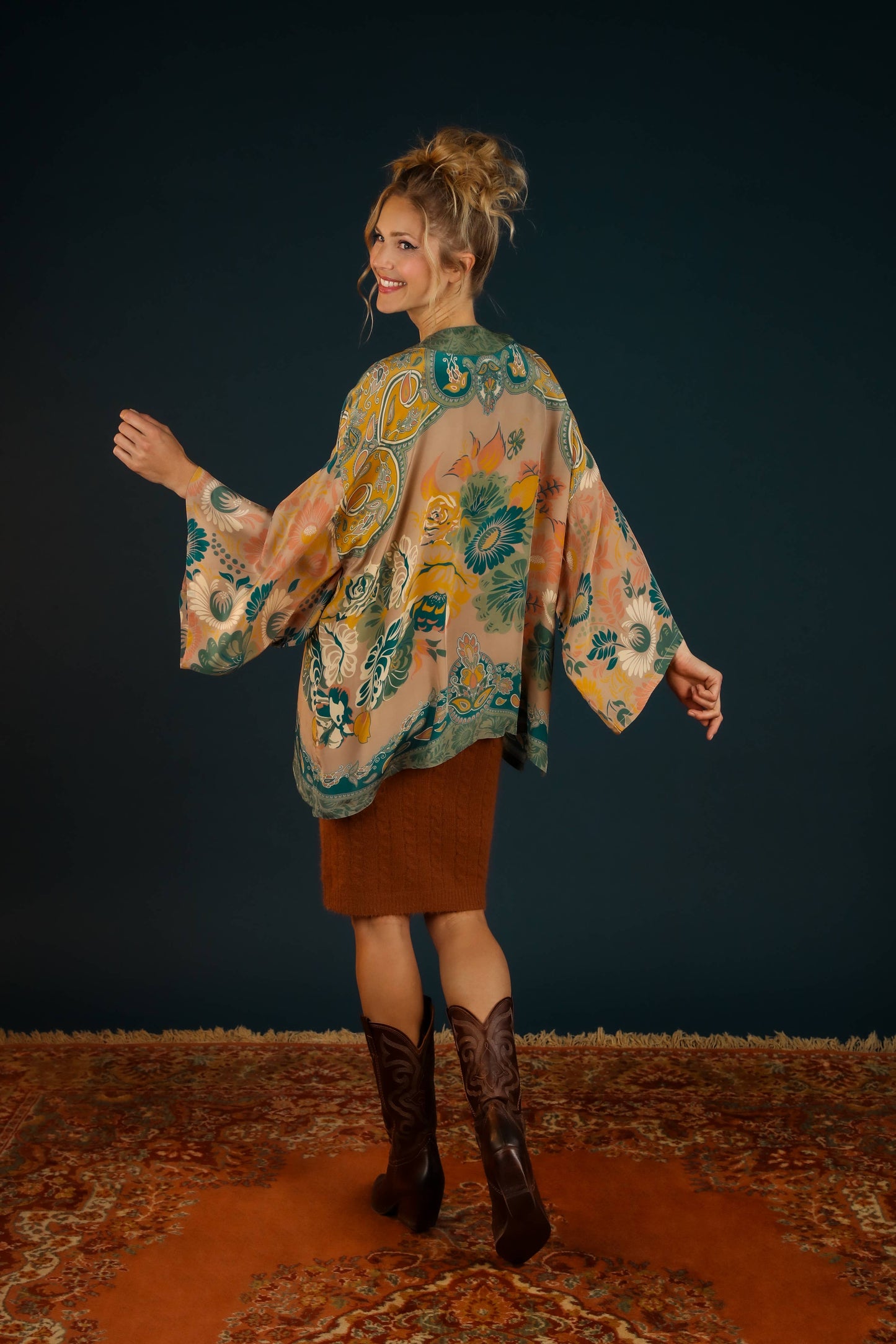 Luxe Folk Art Floral Kimono Jacket - Petal - La De Da