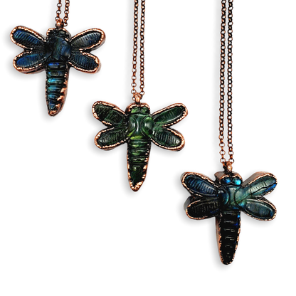Labradorite Carved Dragonfly Necklace
