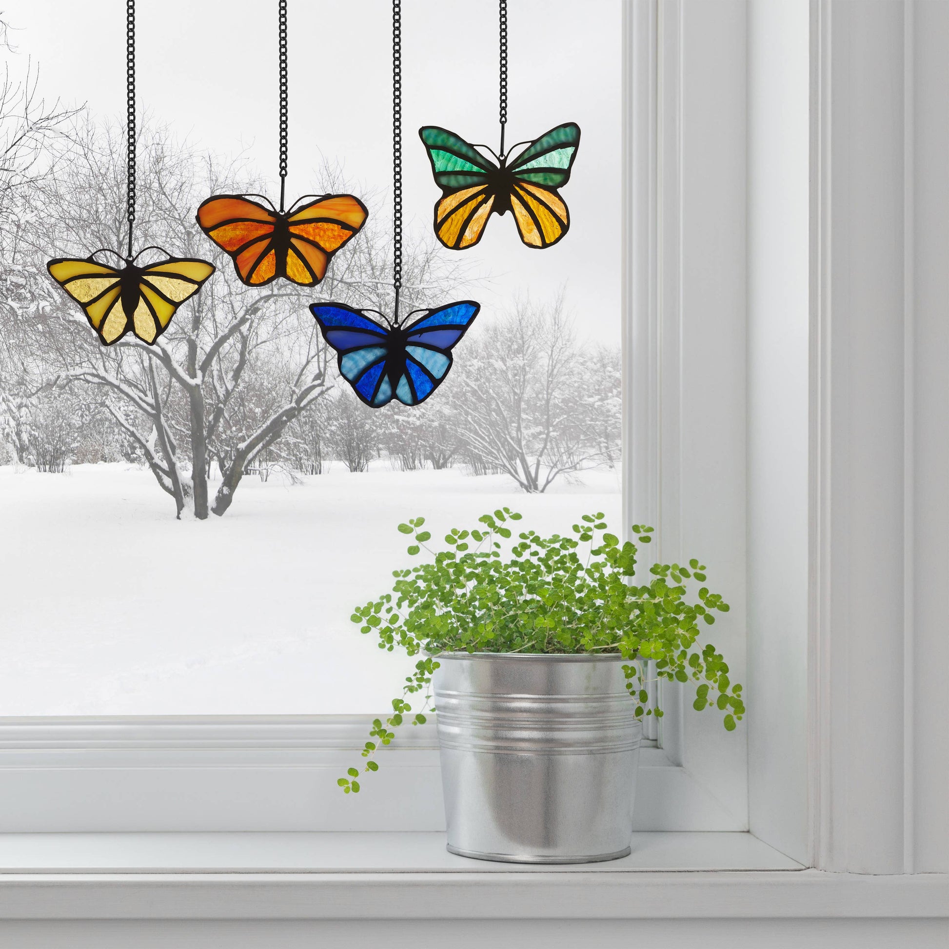 Mini Butterfly Stained Glass Window Panels - La De Da
