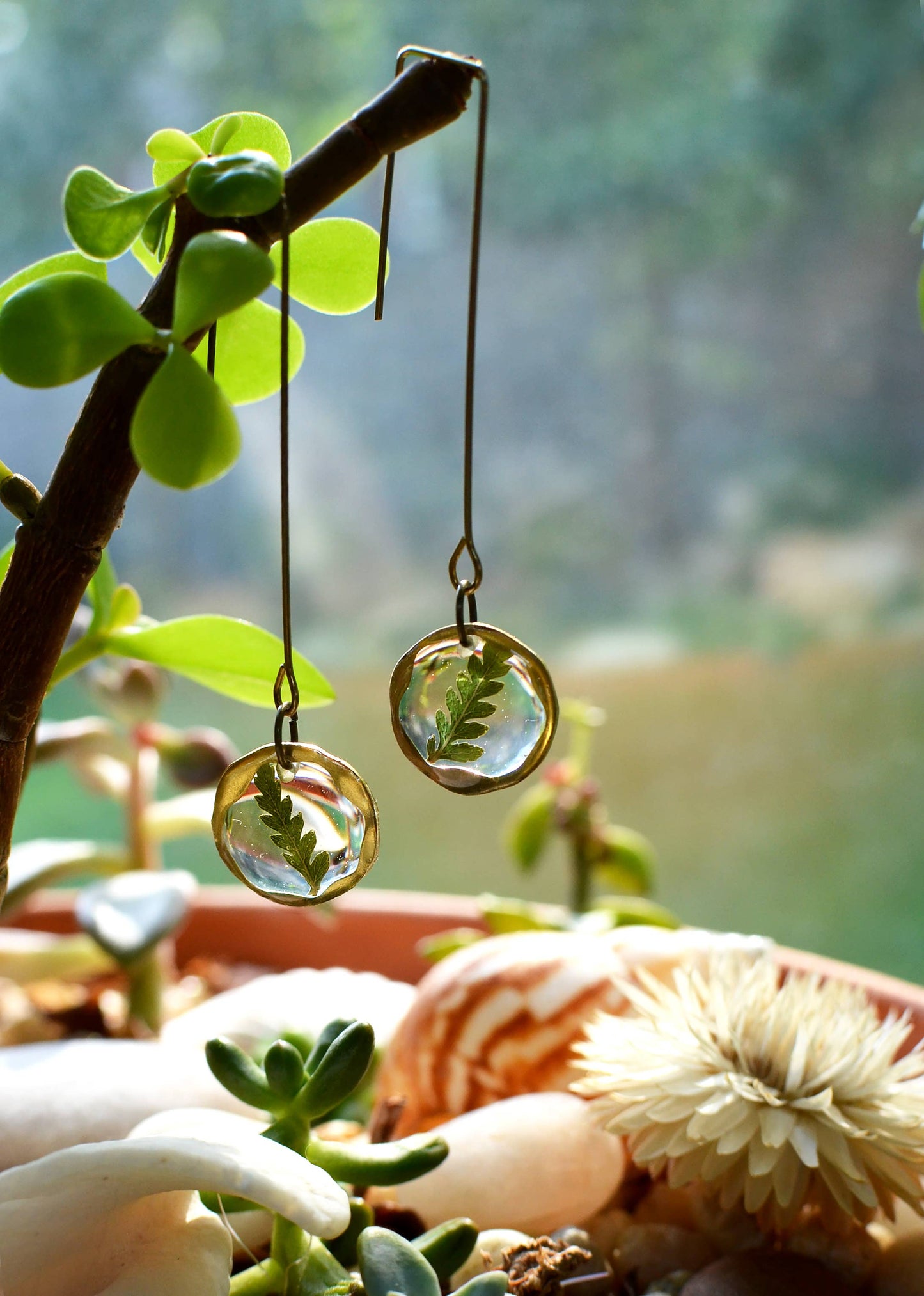 Real Fern Leaf Earrings, Botanical jewelry - La De Da