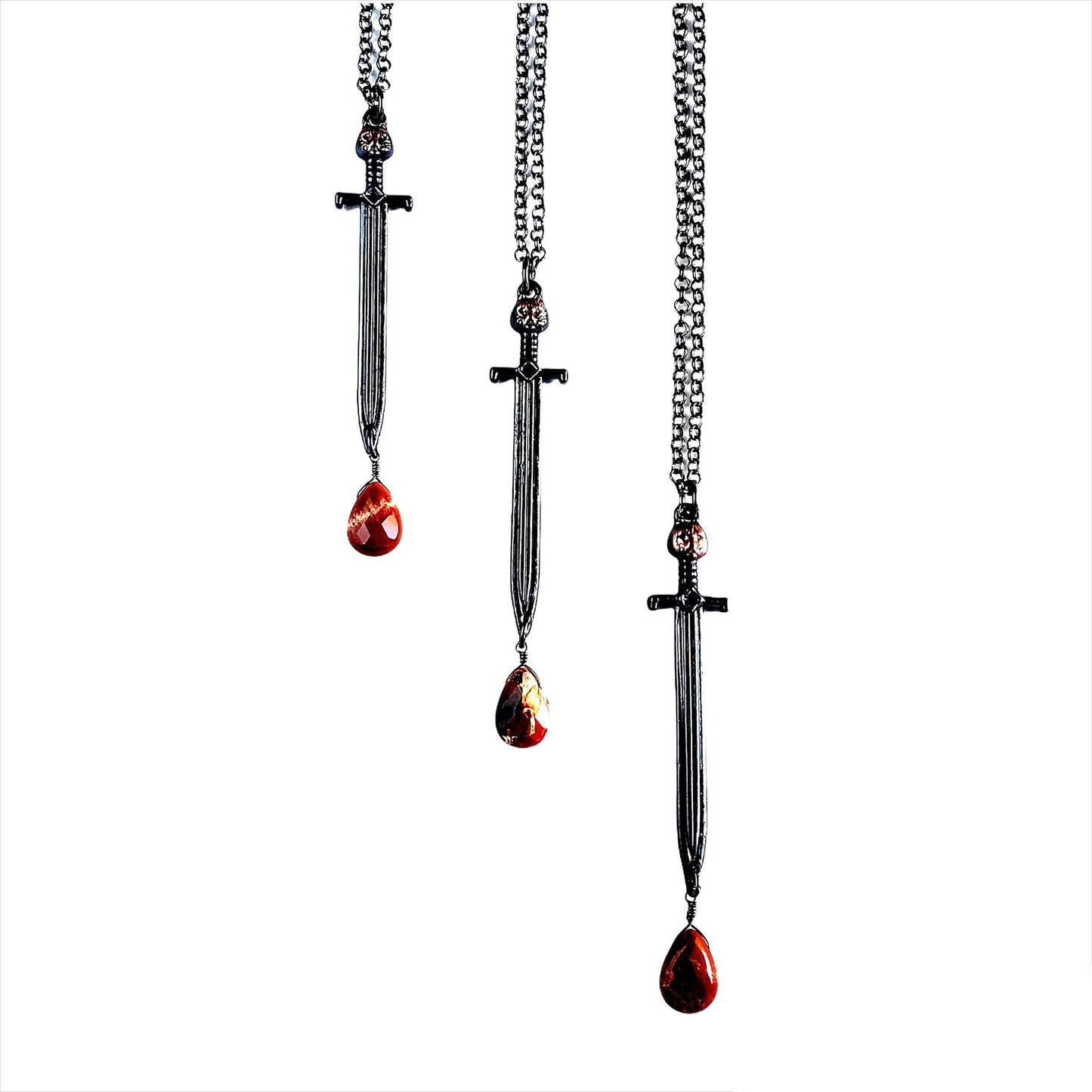 Doubled Edged Sword Necklace - Gunmetal