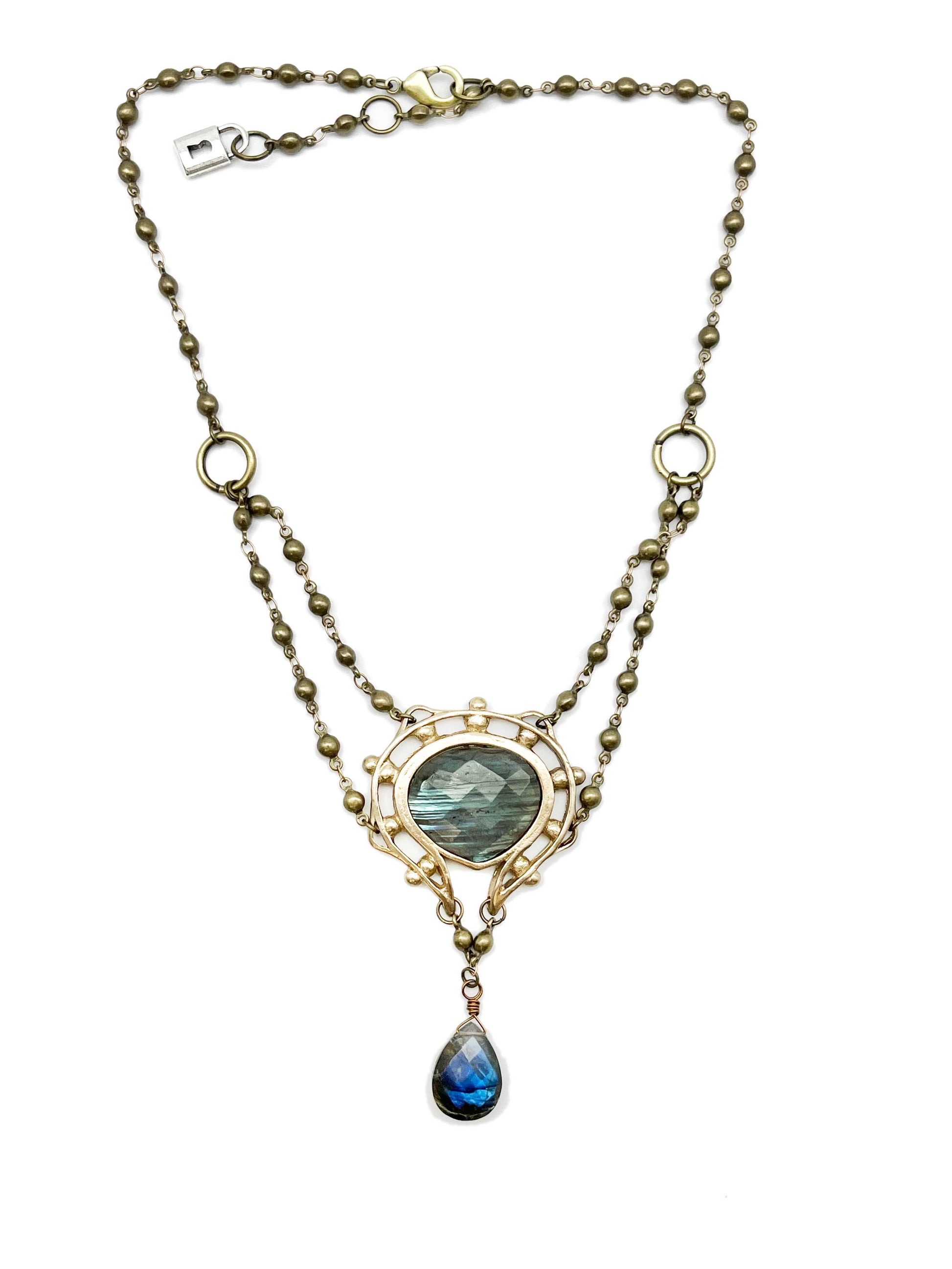 Collar Necklace with Bronze Granulated Pendant - La De Da