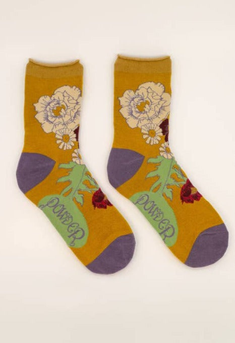 Wild Woodland Ankle Socks - Mustard - La De Da