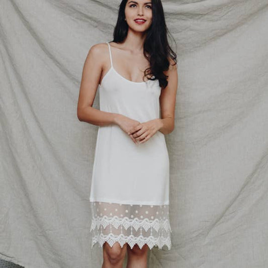 Ivory Lace Slip Dress - La De Da