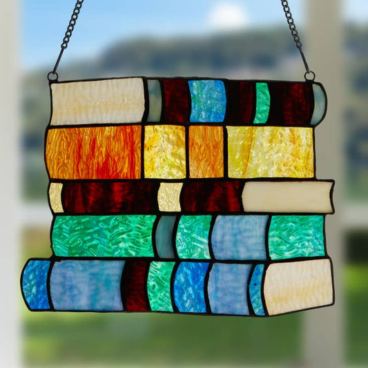 Multicolor Books Stained Glass Panel - La De Da