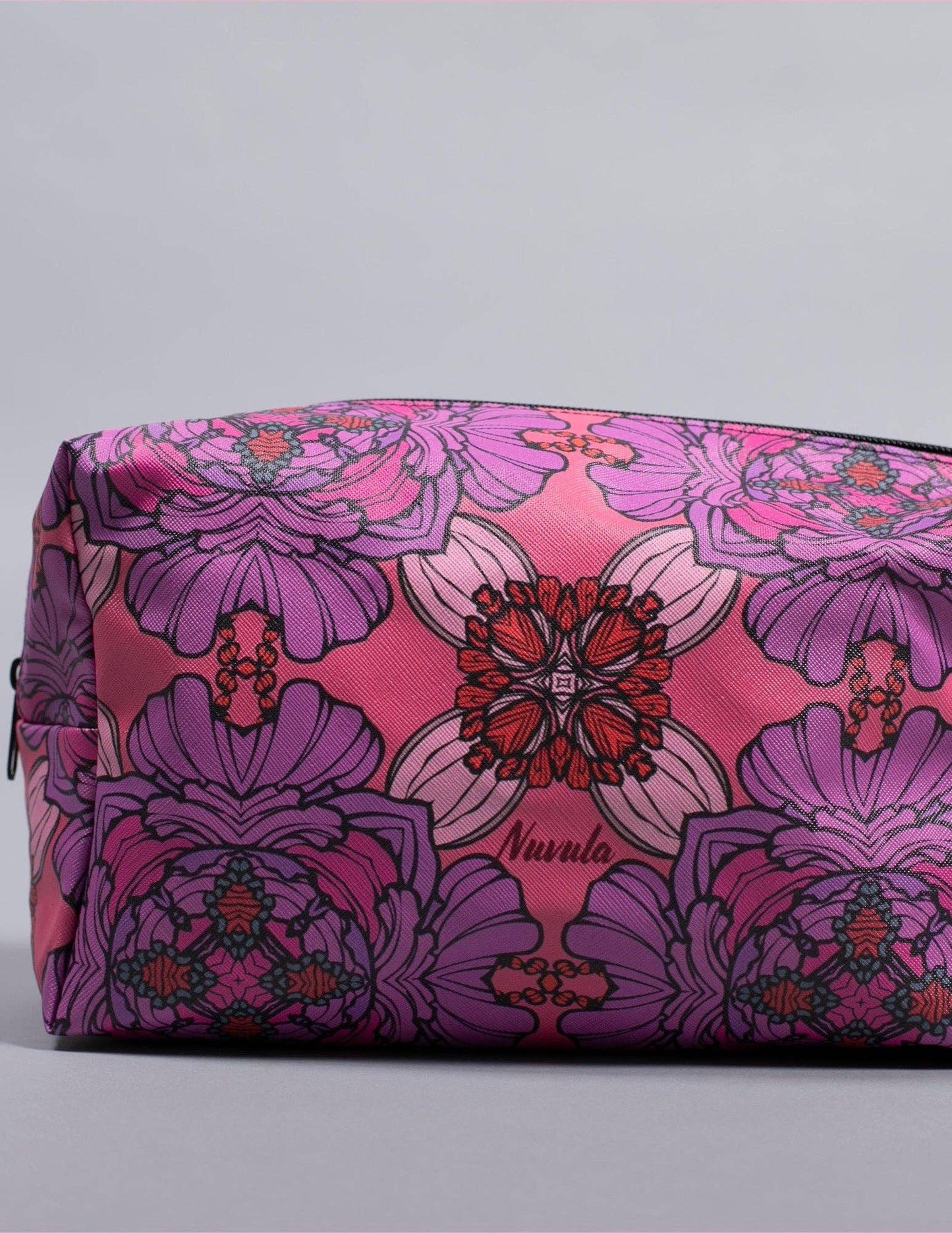 Dahlia Floral Purple Design Makeup Bag - La De Da