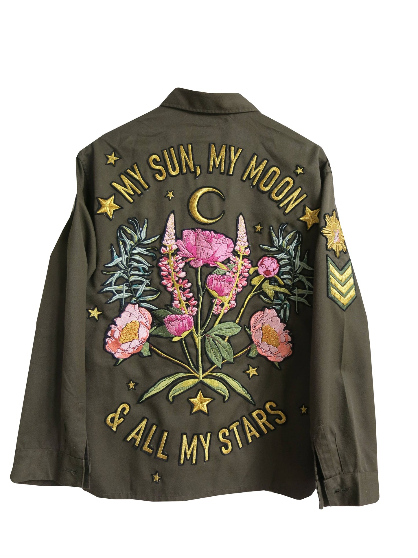 'My Sun My Moon' Embroidered Army Jacket - La De Da