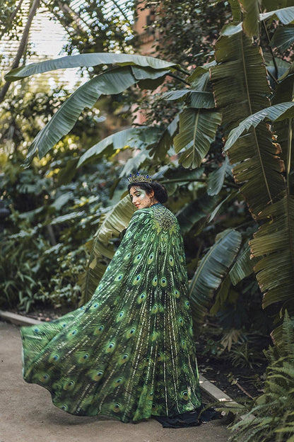 Peacock Cape fantasy skirt cloak feathers green sarong bird - La De Da