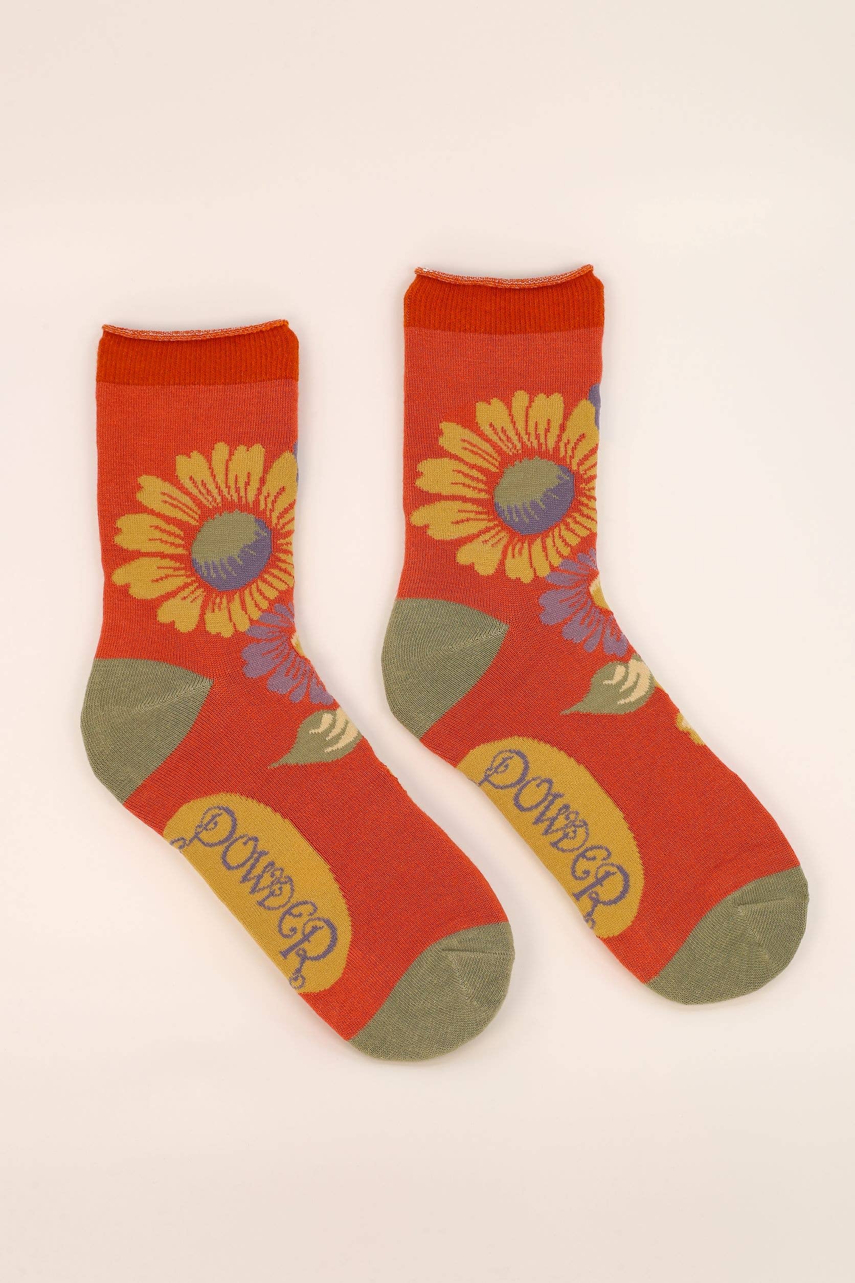 Vintage Flora Ankle Socks - Tangerine - La De Da