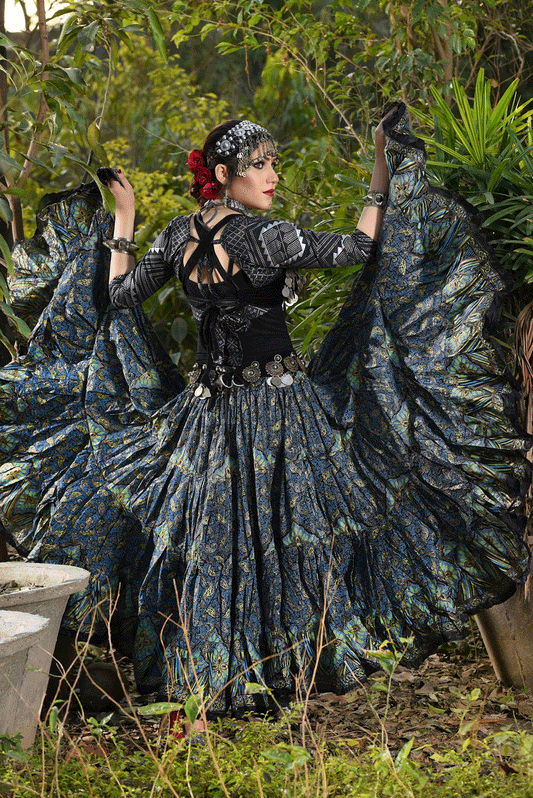 Block Print Skirt Green/Blue - La De Da