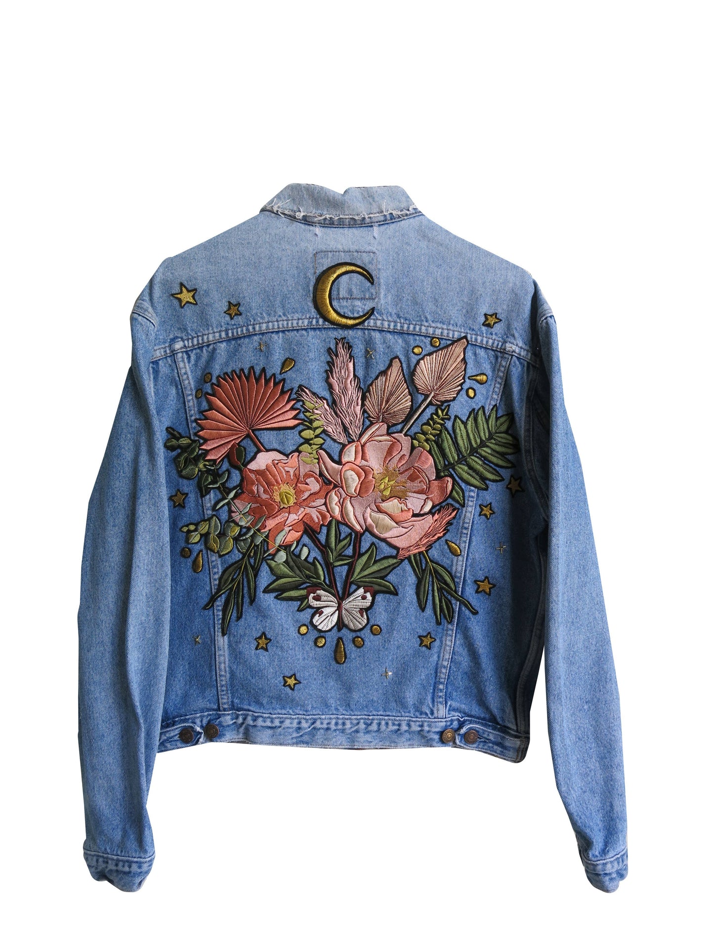 Boho Bouquet Embroidered Denim Jacket - La De Da