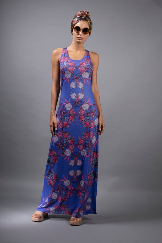 Crocus Purple Floral Maxi Dress - La De Da
