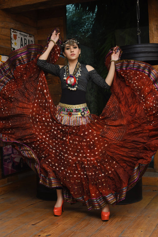 Senoritas Skirt Copper With Padma Border - La De Da