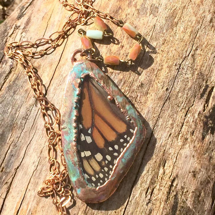 Real Monarch Butterfly Wing Necklace - La De Da
