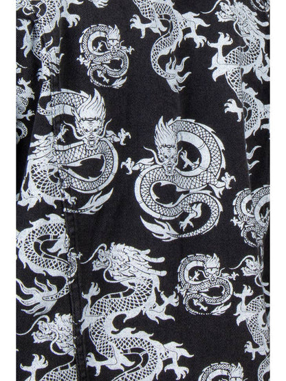 Dragon Print Oversized Trucker Jacket - La De Da