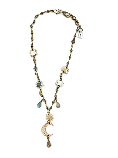 Waning moon pendant with labradorite - La De Da