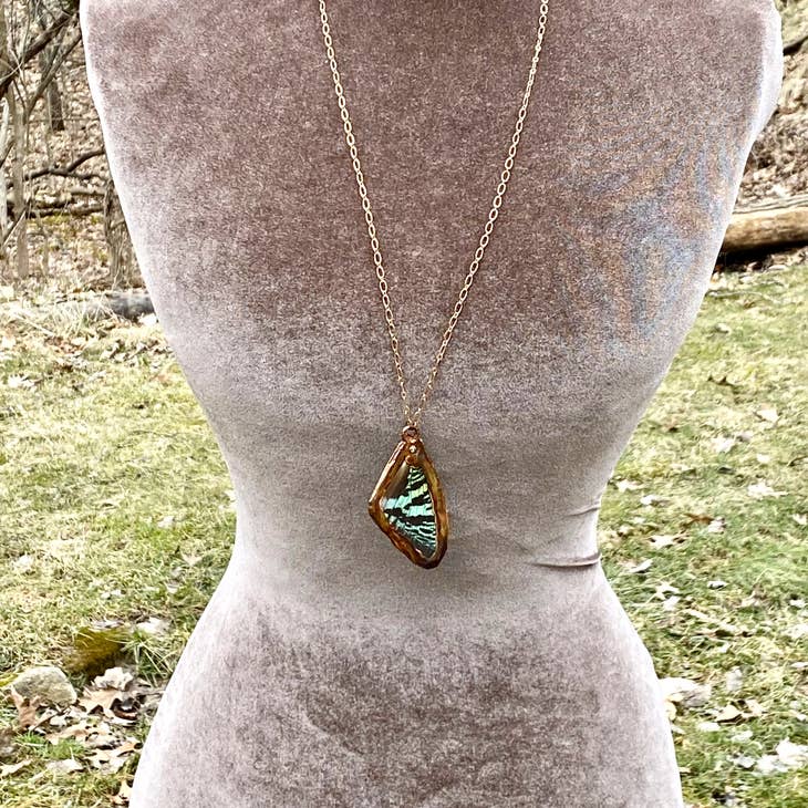 Real Sunset Moth Wing Necklace - La De Da