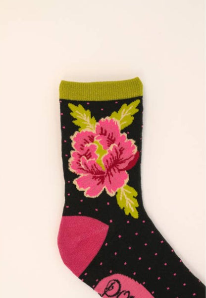 Painted Peony Ankle Socks - La De Da