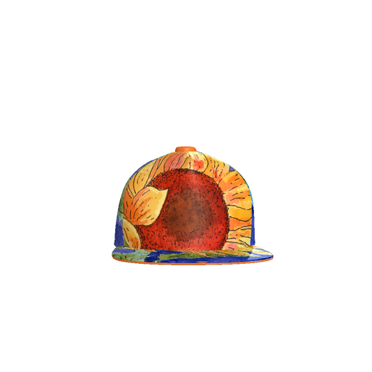 Water Color Sunflower Flat Bill Cap - La De Da