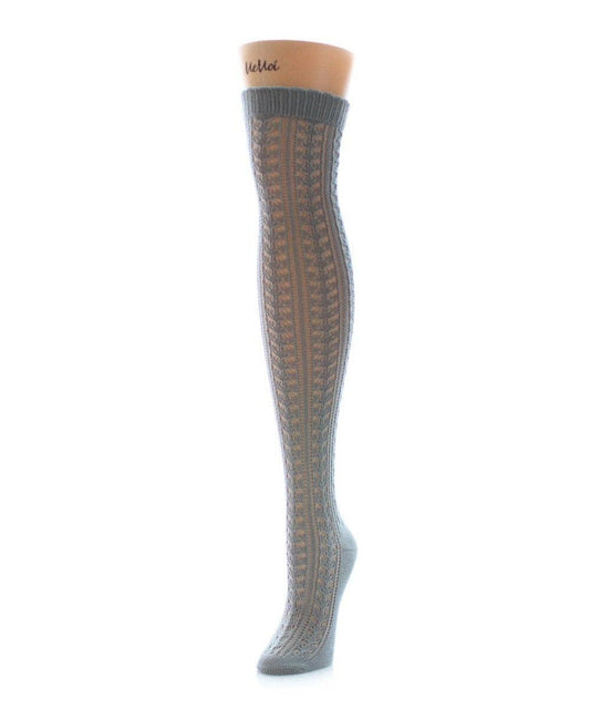 MeMoi Pointelle Over The Knee Warm Socks - OS / Paloma Gray