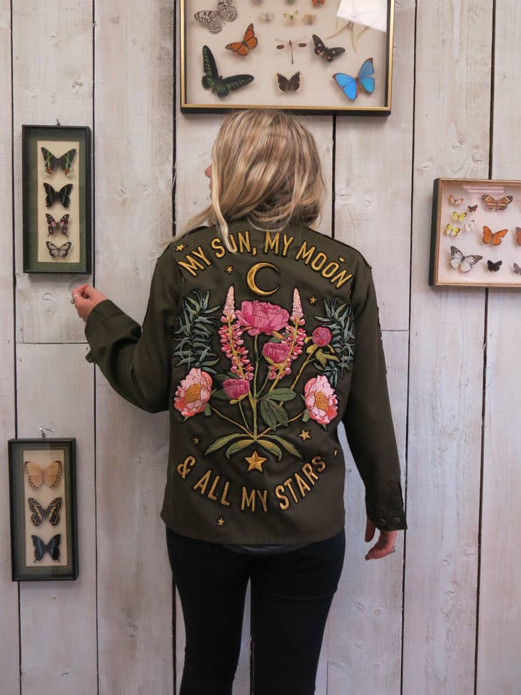 'My Sun My Moon' Embroidered Army Jacket - La De Da