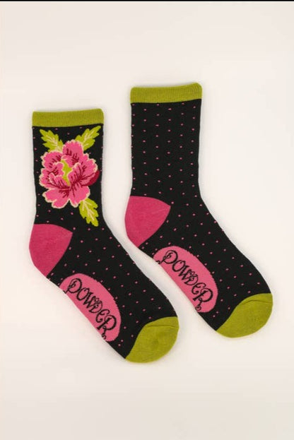 Painted Peony Ankle Socks - La De Da