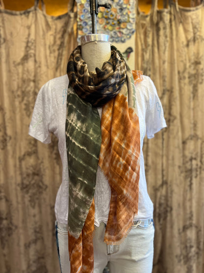 Orange Dip Hand-Dyed Scarf - La De Da